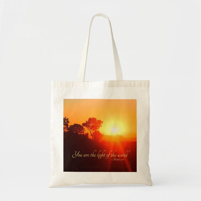 Matthew 5:14 You are the Light of the World, Bible Tote Bag (Front)