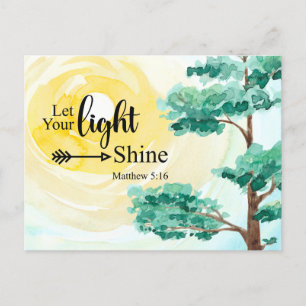 Matthew 5:16 Let your light shine Bible Christian Postcard