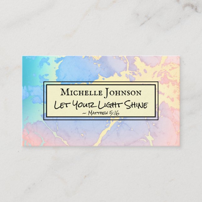 Matthew 5:16 Let Your Light Shine, Bible Verse Business Card (Front)