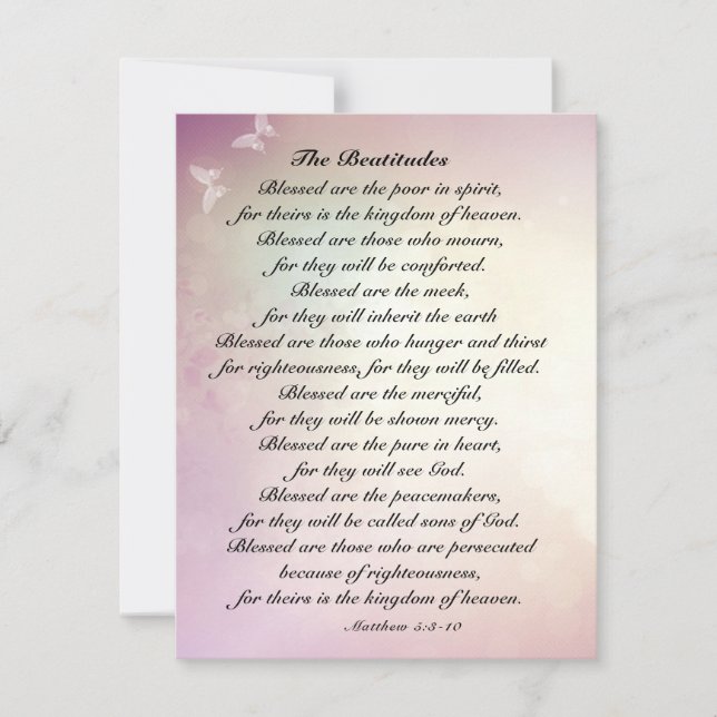 Matthew 5:3-10 Beatitudes Bible Flat Card       (Front)