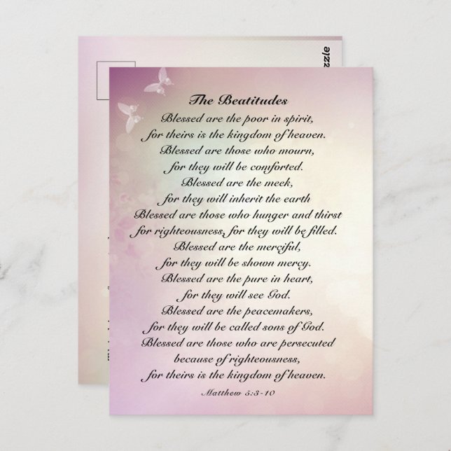 Matthew 5:3-10 Beatitudes Sermon on the Mount Postcard (Front/Back)