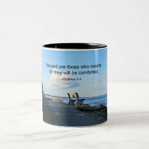Matthew 5:4 Blessed are those who mourn, for.... Two-Tone Coffee Mug