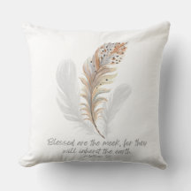 Matthew 5: 5 Bible Verse Throw Pillow