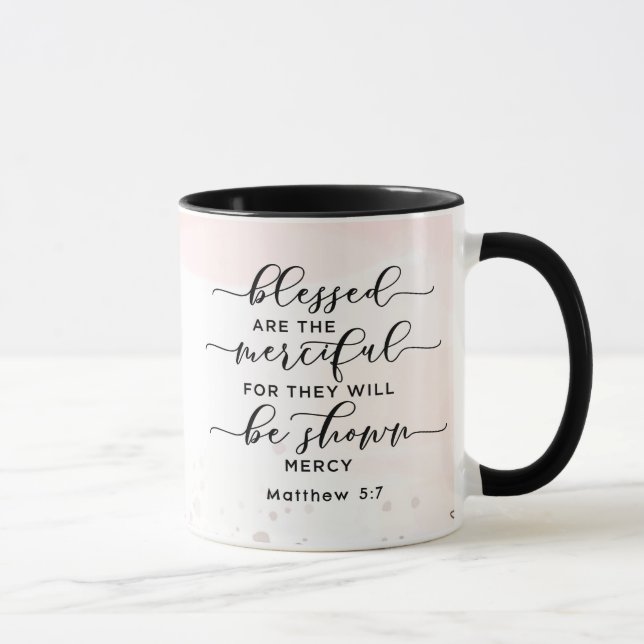 Matthew 5:7 Blessed are the Merciful Bible Verse Mug (Right)