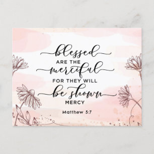Matthew 5:7 Blessed are the Merciful Bible Verse Postcard
