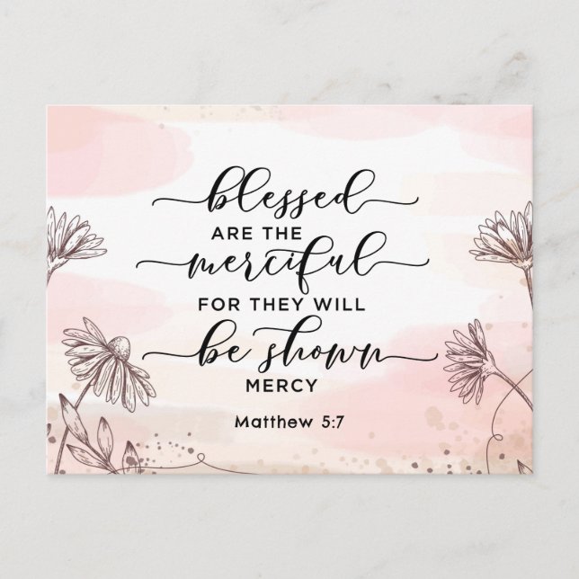 Matthew 5:7 Blessed are the Merciful Bible Verse Postcard (Front)