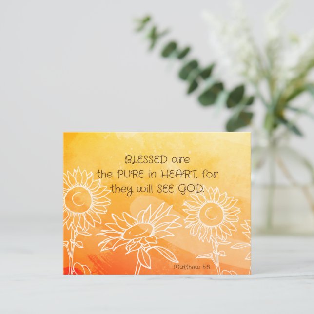 Matthew 5:8 Blessed are Pure in Heart Bible Verse  Postcard (Standing Front)
