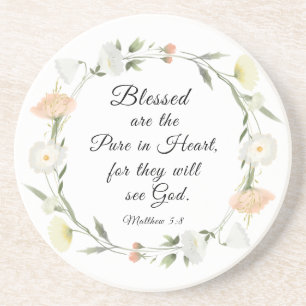 Matthew 5:8 Blessed are the Pure in Heart Bible Coaster