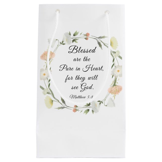 Matthew 5:8 Blessed are the Pure in Heart Bible  Small Gift Bag (Front)