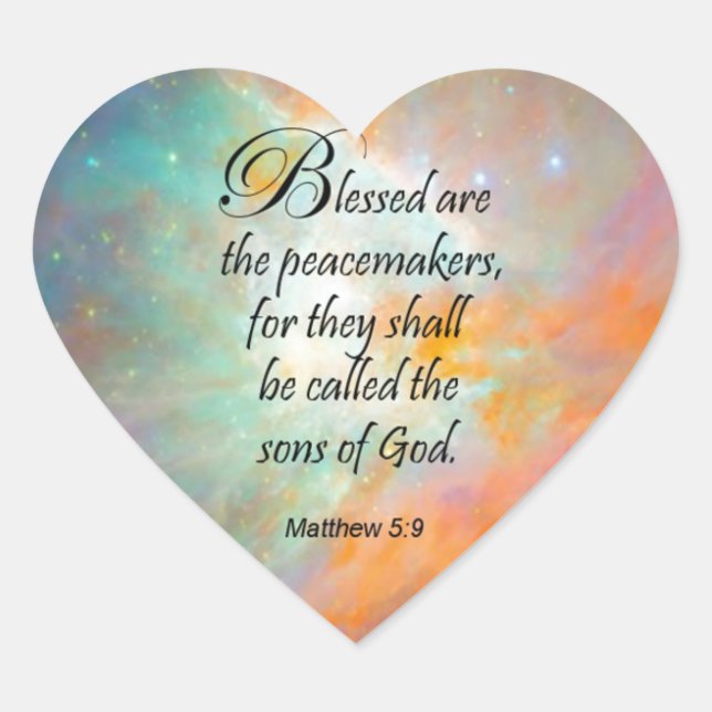 Matthew 5:9 heart sticker (Front)