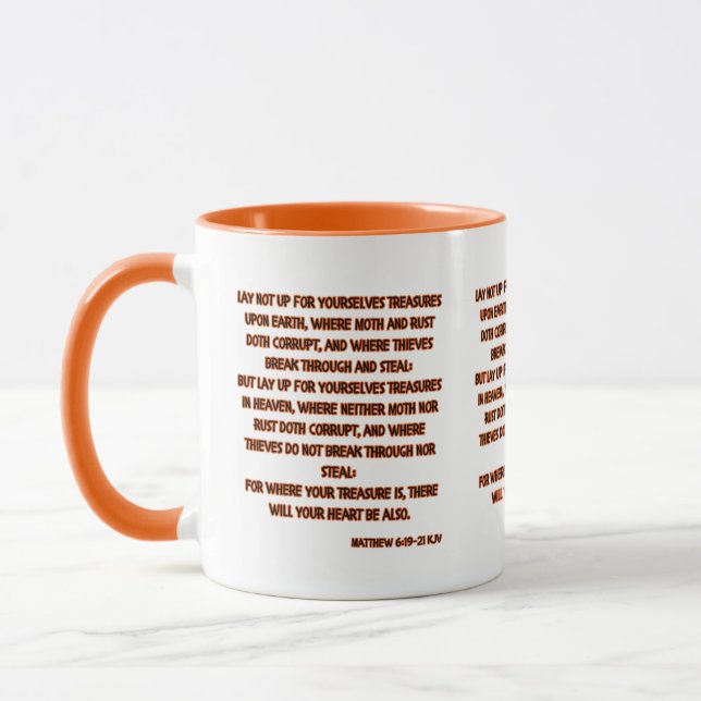 Matthew 6:19-21 KJV Bible Scripture Two-Tone Mug (Left)