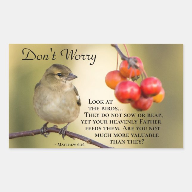Matthew 6:26 Bible Verse, Don't Worry Rectangular Sticker (Front)