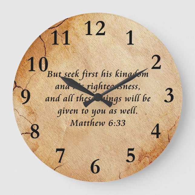 Matthew 6:33 Bible Verse Large Clock (Front)