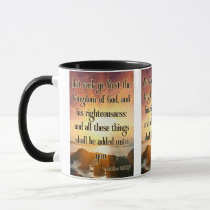 Matthew 6:33 KJV Bible Verse Pic Two-Tone Mug