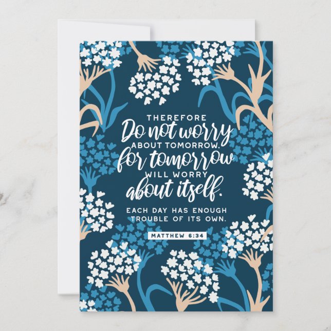 Matthew 6:34 Bible Verse Holiday Card (Front)