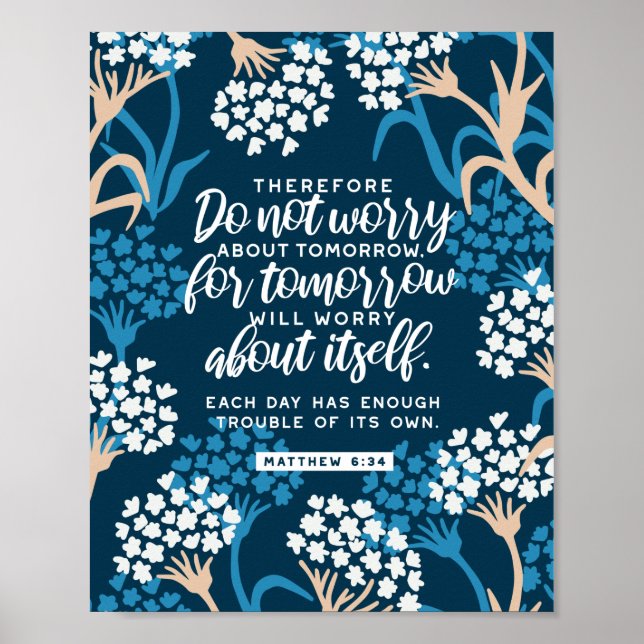 Matthew 6:34 Bible Verse Poster (Front)