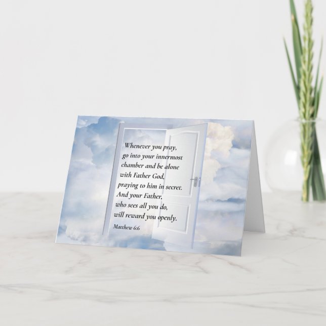 Matthew 6:6 When you Pray Christian Bible Verse  Card (Front)