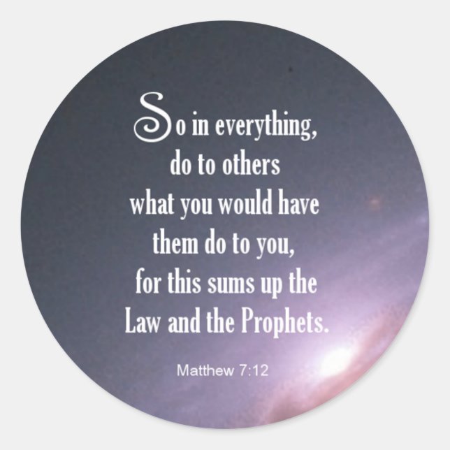 Matthew 7:12 classic round sticker (Front)