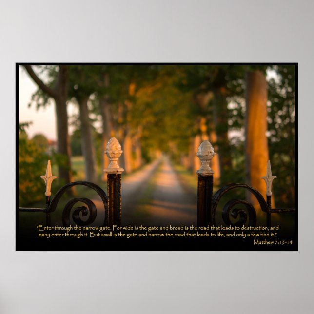 Matthew 7:13-14 Christian Bible Verse Poster (Front)