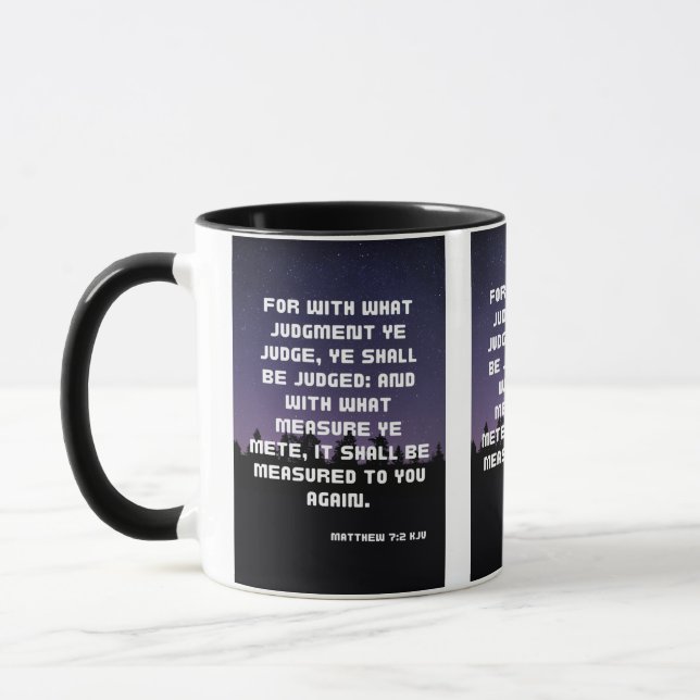Matthew 7:2 KJV Bible Verse Pic Two-Tone Mug (Left)