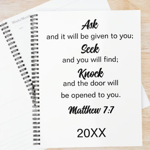 Matthew 7:7 Ask Seek Knock Bible Verse Planner