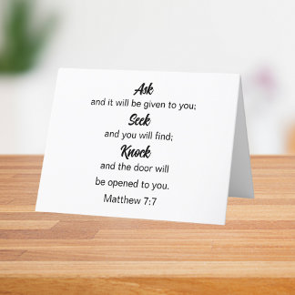 Matthew 7:7 Ask Seek Knock Bible Verse Thank You Card