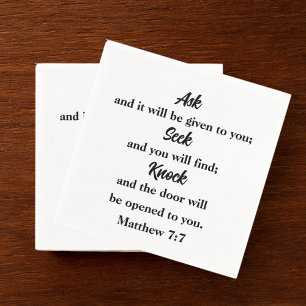 Matthew 7:7 Bible Verse Church Napkin