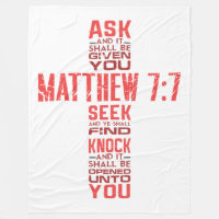Matthew 7:7 Bible Verse Cross Fleece Blanket