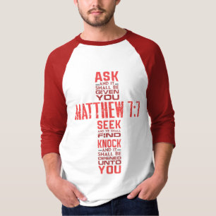 Matthew 7:7 Bible Verse Cross Men's 3/4 Sleeve T-Shirt