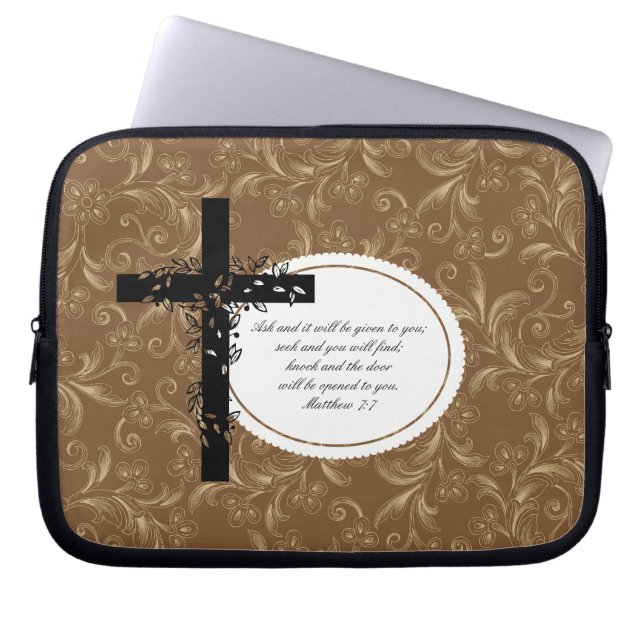 Matthew 7:7 Laptop or Netbook Carrier Sleeve (Front)
