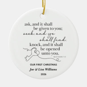 Matthew 7:7 Personalised Christmas Ornament