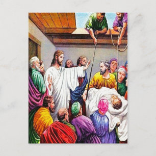 Matthew 9:1-8 Jesus Forgives and Heals postcard