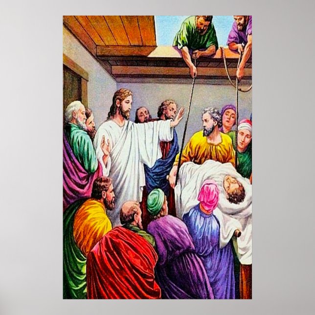 Matthew 9:1-8 Jesus Forgives and Heals Poster (Front)
