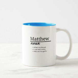 Matthew, Boy Personalised Name Definition Matthew, Two-Tone Coffee Mug