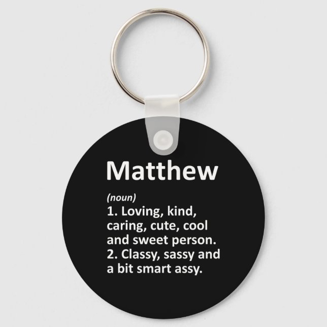 Matthew Definition Personalised Name Funny Birthda Key Ring (Front)