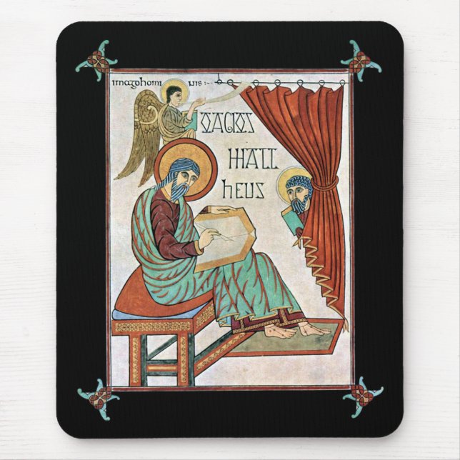 Matthew From Lindisfarne Mediaeval Manuscript Mouse Pad (Front)