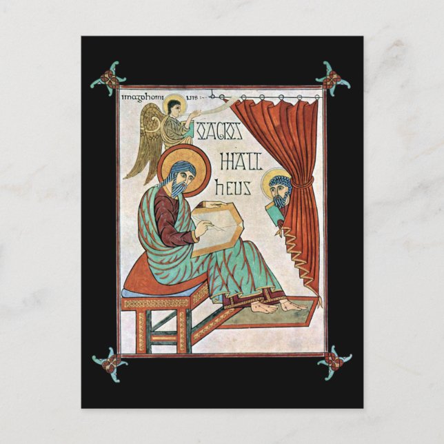 Matthew From Lindisfarne Mediaeval Manuscript Postcard (Front)