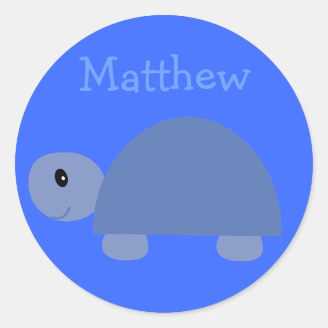 Matthew´s cute blue cartoon turtle stickers (Front)