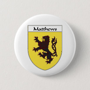 Matthews Coat of Arms/Family Crest 6 Cm Round Badge