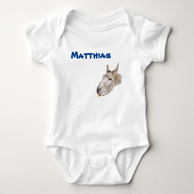 Matthias Name With A Donkey, Baby Bodysuit (Front)