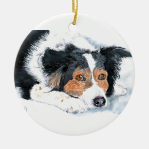 Mattie the Border Collie Ceramic Tree Decoration