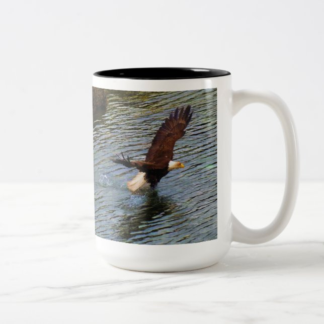 Mature Bald Eagle Hunting Wildlife Art Two-Tone Coffee Mug (Right)