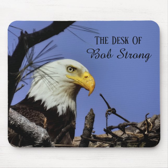 Mature Bald Eagle The desk of *Personalise* Mouse Pad (Front)