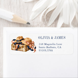 Mature Couple Second Wedding Vintage Travel Return Address Label