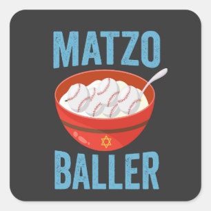 Matzo Baller Funny Baseball Hanukkah Holiday Gift  Square Sticker