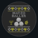 Matzo Baller Funny Hanukkah s Matzah Balls Classic Round Sticker<br><div class="desc">Matzo Baller Funny Hanukkah s Matzah Balls</div>