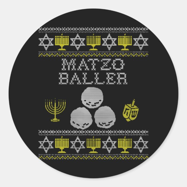 Matzo Baller Funny Hanukkah s Matzah Balls Classic Round Sticker (Front)