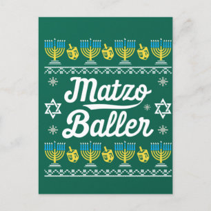 Matzo Baller Long Sleeve Funny Hanukkah Gifts Postcard