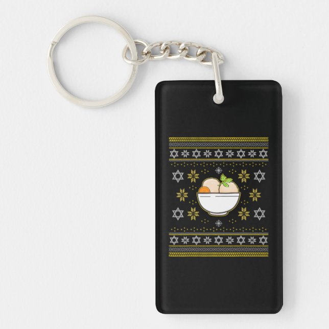 Matzo Balls Soup Funny Channukah Hanukkah Ugly Key Ring (Front)