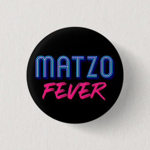 Matzo Fever Blue Pink 70s Disco Slogan Jewish 3 Cm Round Badge